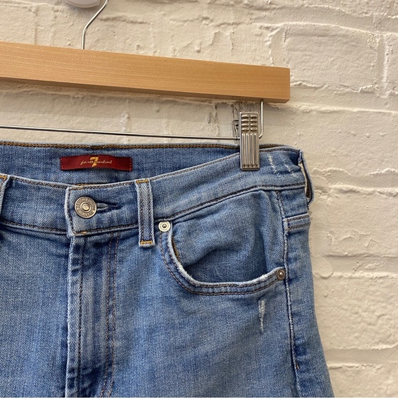 7 for All Mankind | Alexa High Waist Ankle Wide Leg Jeans Raw Hem Mercer Blue 29 - Picture 4 of 10